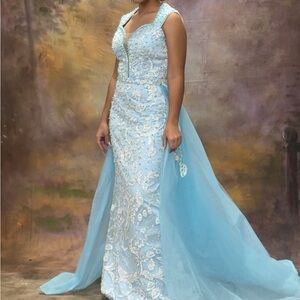 ONE OF A KIND CUSTOM MADE Elegant AQUA Evening Gown